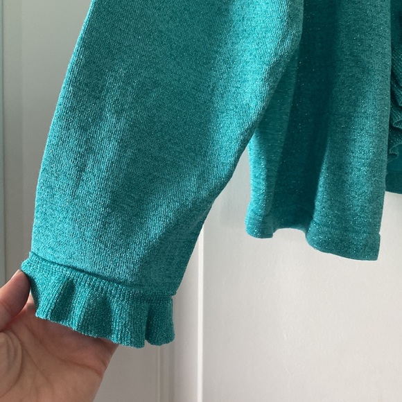 NWT Teal Shimmer Ruffled Bolero Shrug - Picture 2 of 4